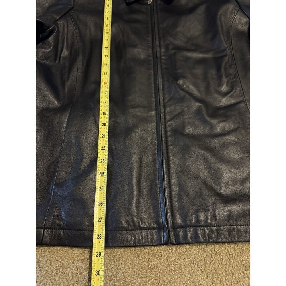 LANDS END Womens Lambskin Leather Jacket Sz XL Zip Up Biker Grunge Dark Academia - Picture 12 of 14
